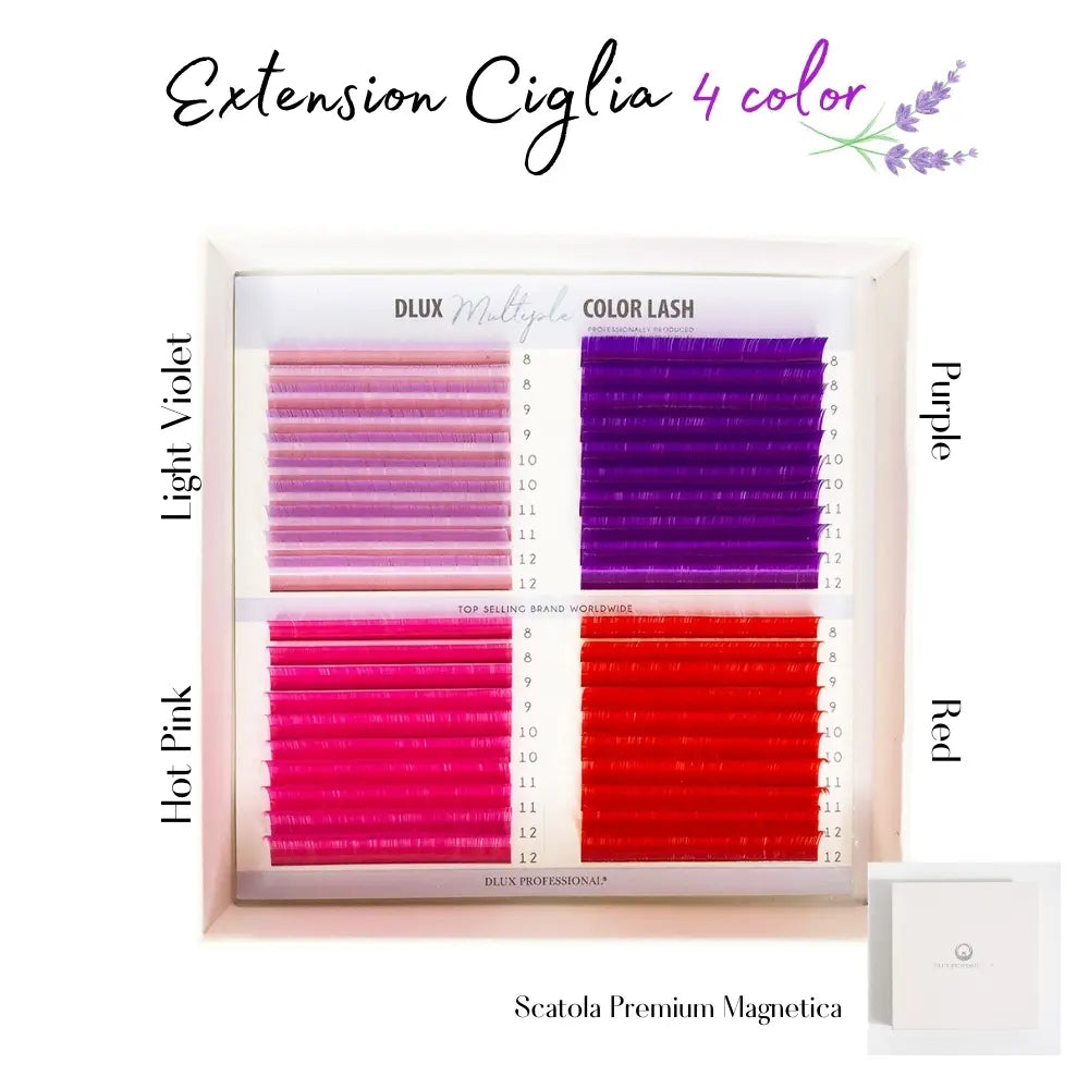Pestañas Multiple Color 0,07 mm MIX Rosa-Violeta