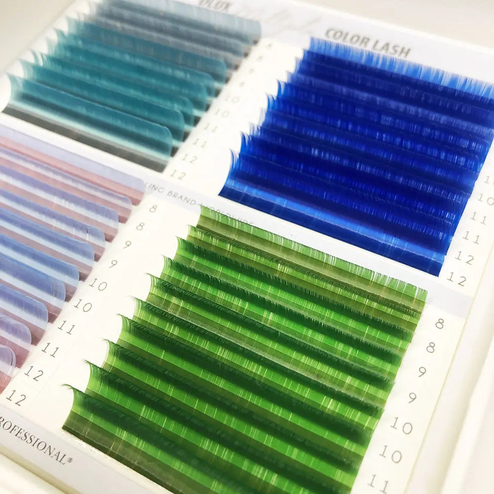 Pestañas Multiple Color 0,07 mm MIX Azul-Verde
