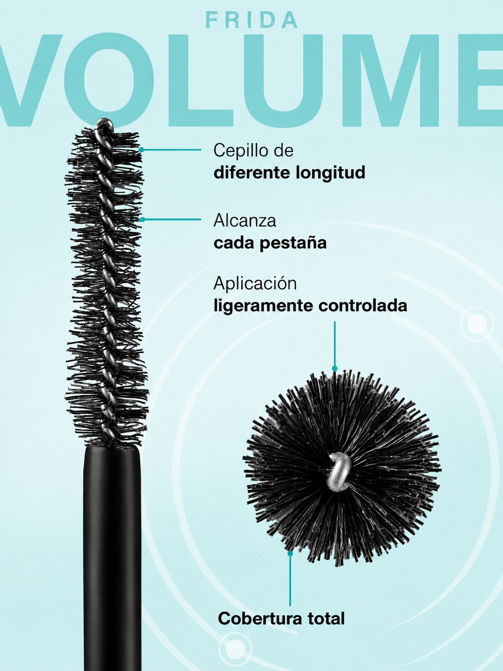 InLei® FRIDA VOLUME – Máscara Voluminizadora para Pestañas Naturales y Extensiones 8 ml