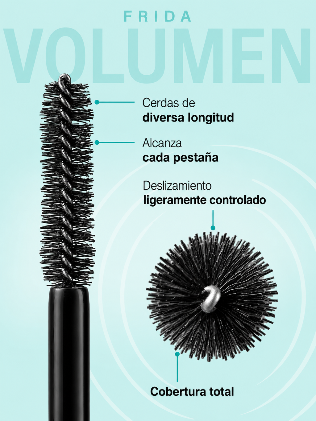 InLei® EXPOSITOR FRIDA VOLUME – Máscara Voluminizadora para Pestañas Naturales y Extensiones 9 unidades