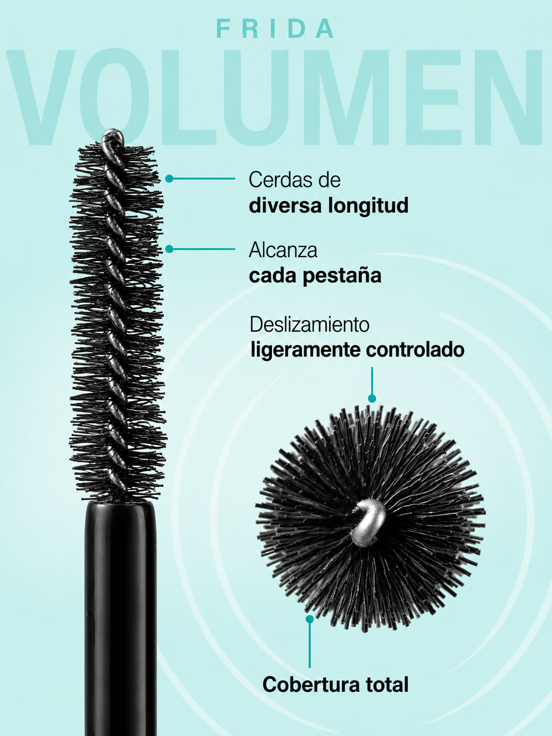 InLei® EXPOSITOR FRIDA VOLUME – Máscara Voluminizadora para Pestañas Naturales y Extensiones 9 unidades