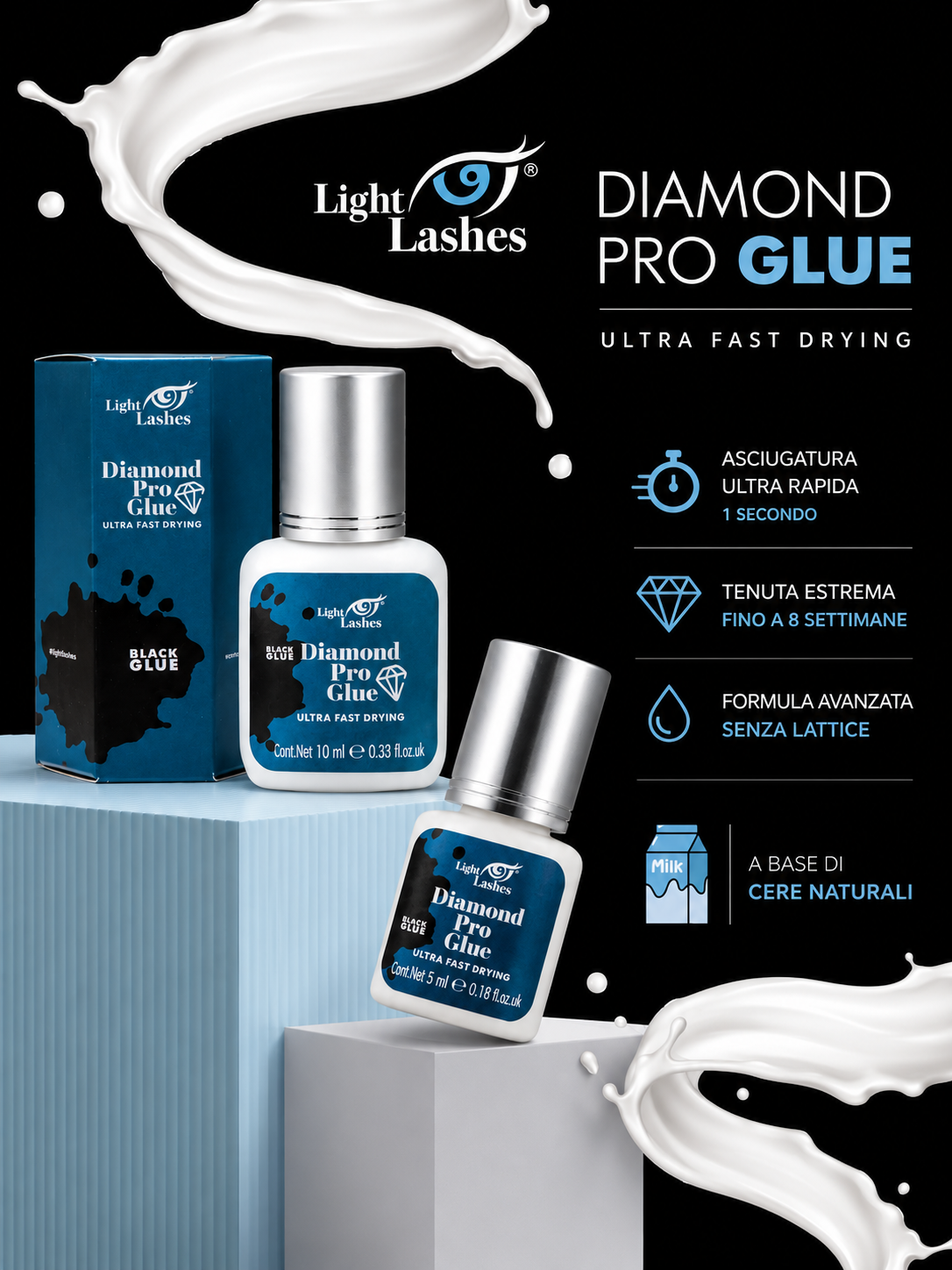 LIGHT LASHES® DIAMOND PRO – Adhesivo Profesional para Extensiones de Pestañas 5 ml / 10 ml