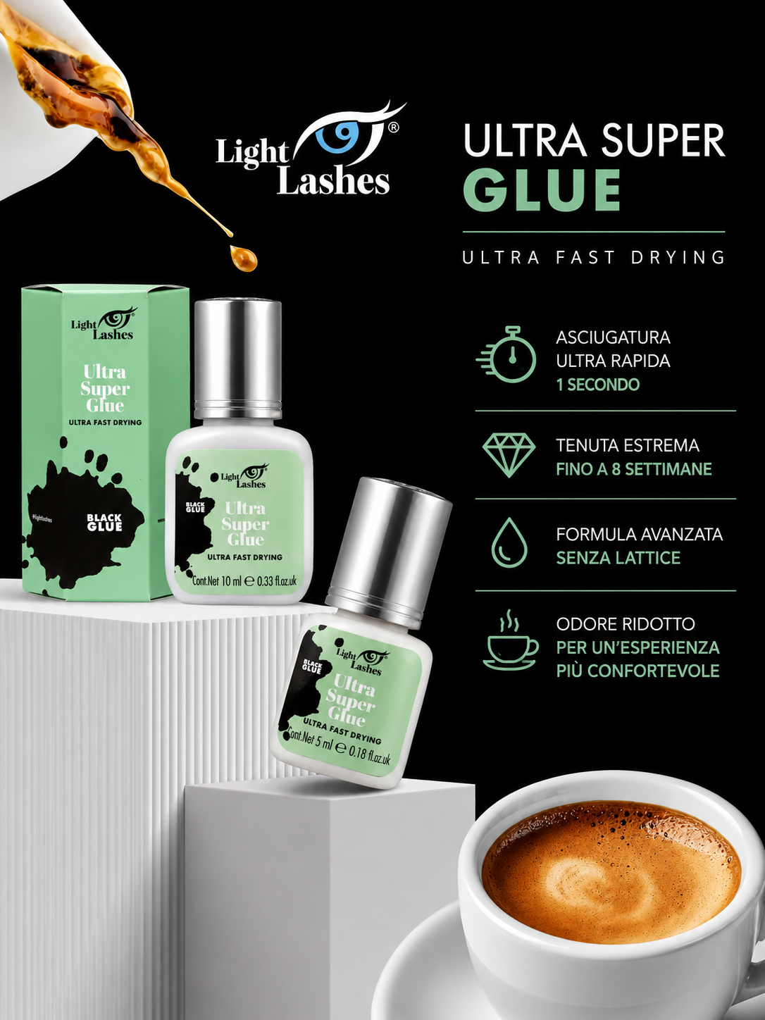 LIGHT LASHES® ULTRA SUPER – Adhesivo Profesional para Extensiones de Pestañas 5 ml / 10 ml