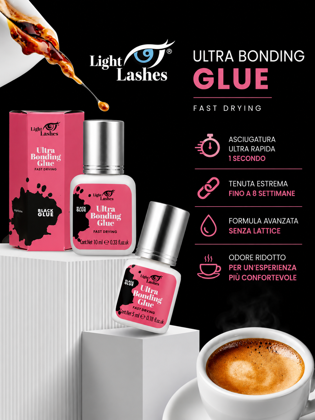 LIGHT LASHES® ULTRA BONDING – Adhesivo Profesional para Extensiones de Pestañas 5 ml / 10 ml