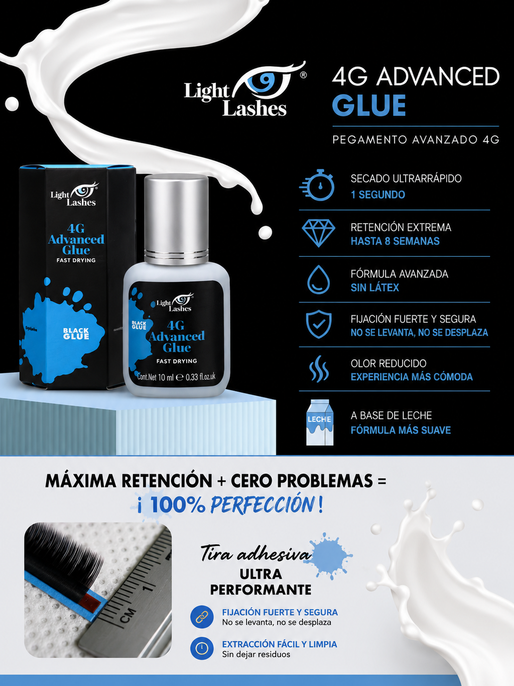 LIGHT LASHES® 4G ADVANCED – Adhesivo Profesional para Extensiones de Pestañas 10 ml