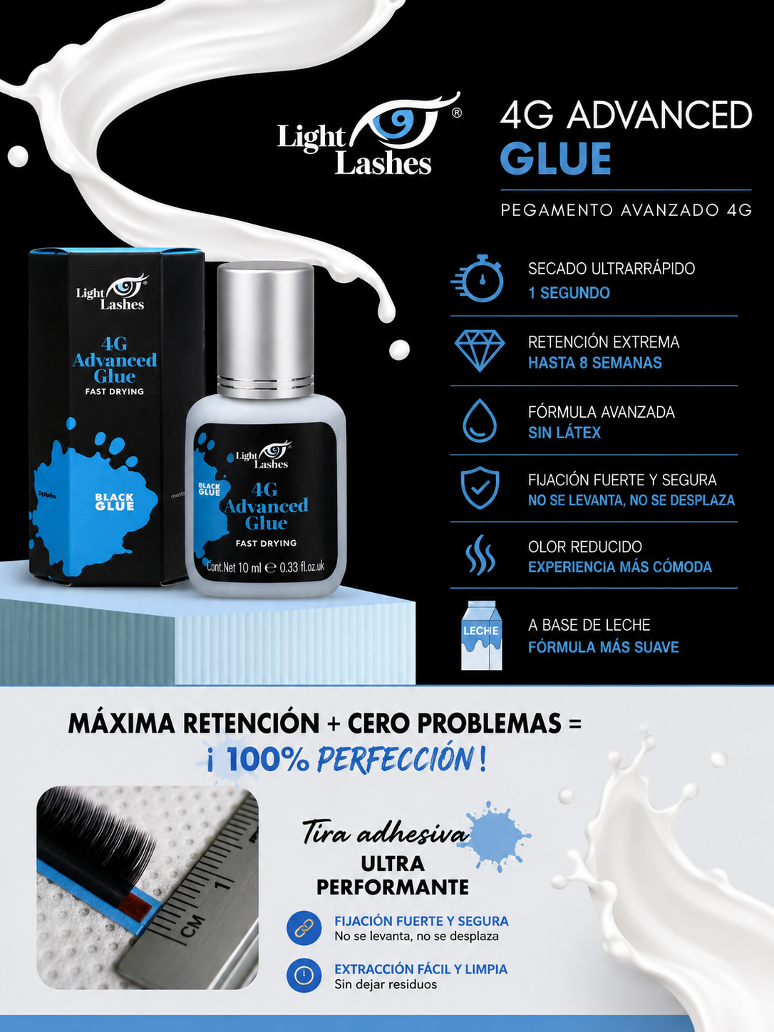 LIGHT LASHES® 4G ADVANCED – Adhesivo Profesional para Extensiones de Pestañas 10 ml