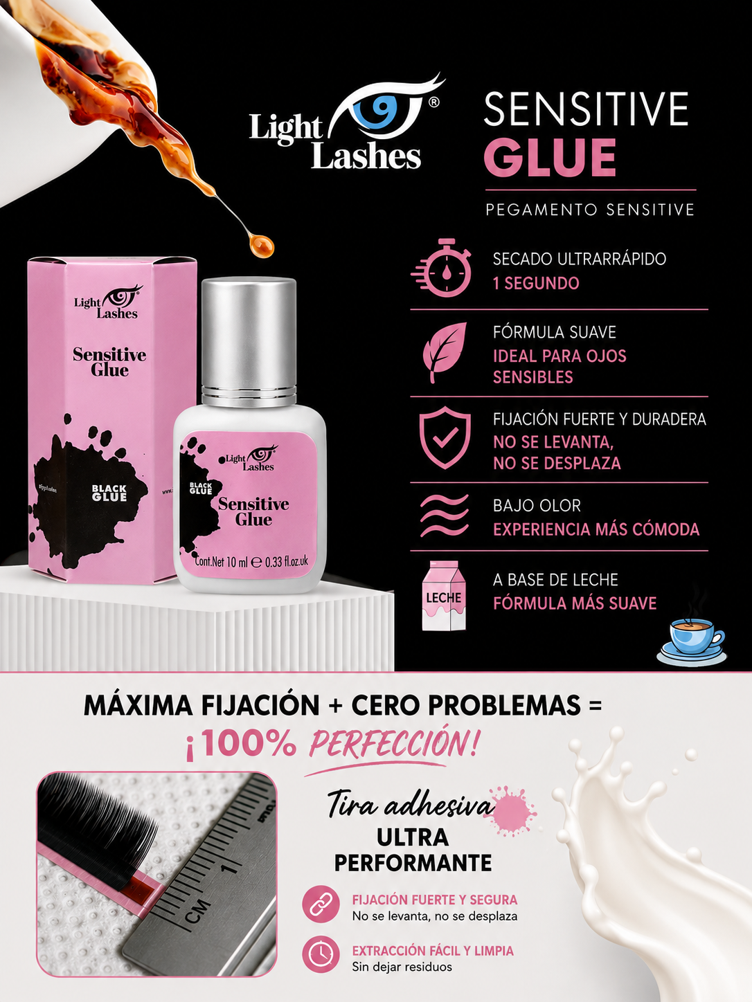 LIGHT LASHES® SENSITIVE – Adhesivo para Extensiones de Pestañas y Ojos Sensibles 5 ml / 10 ml