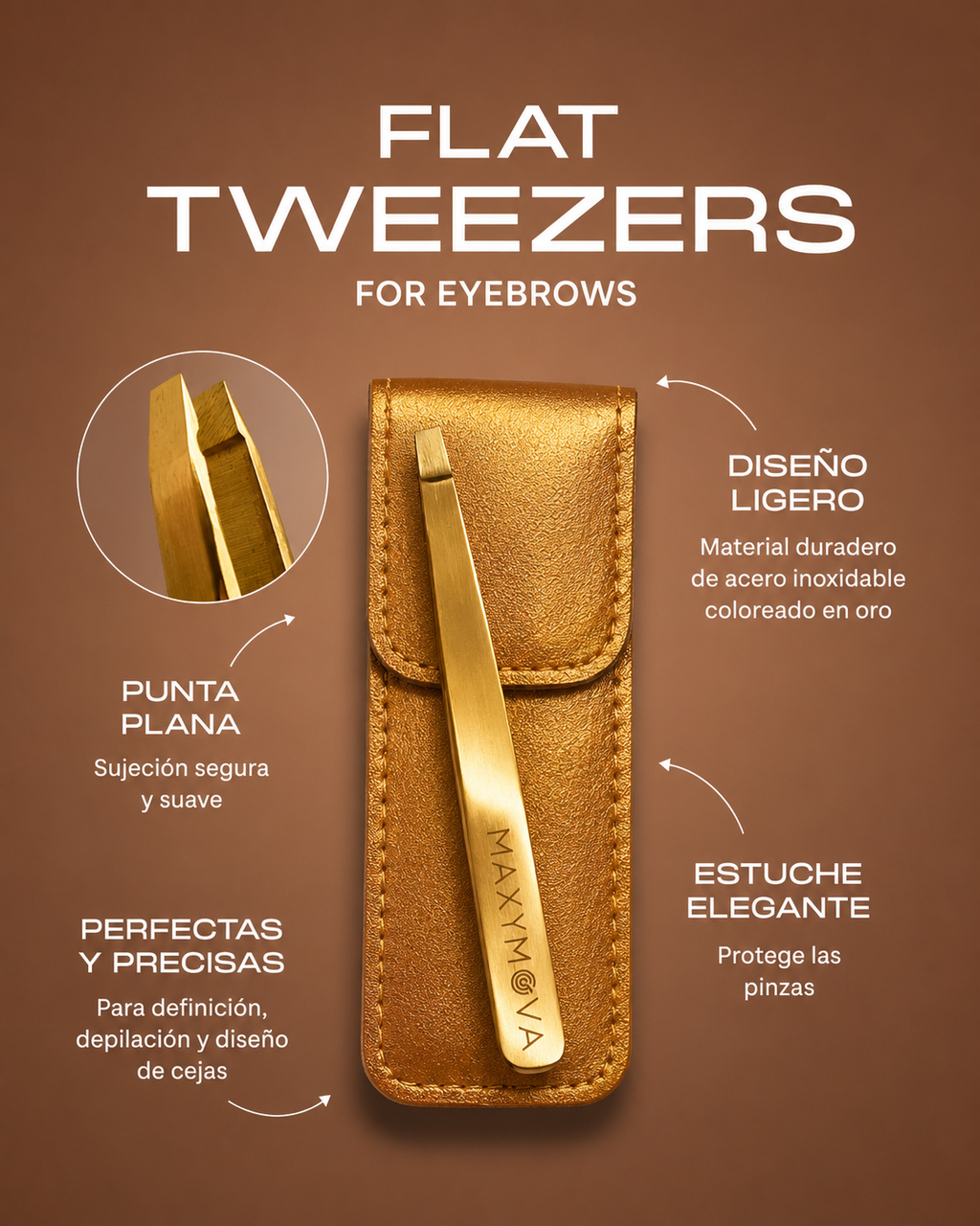 Pinza Plana para Cejas Maxymova
