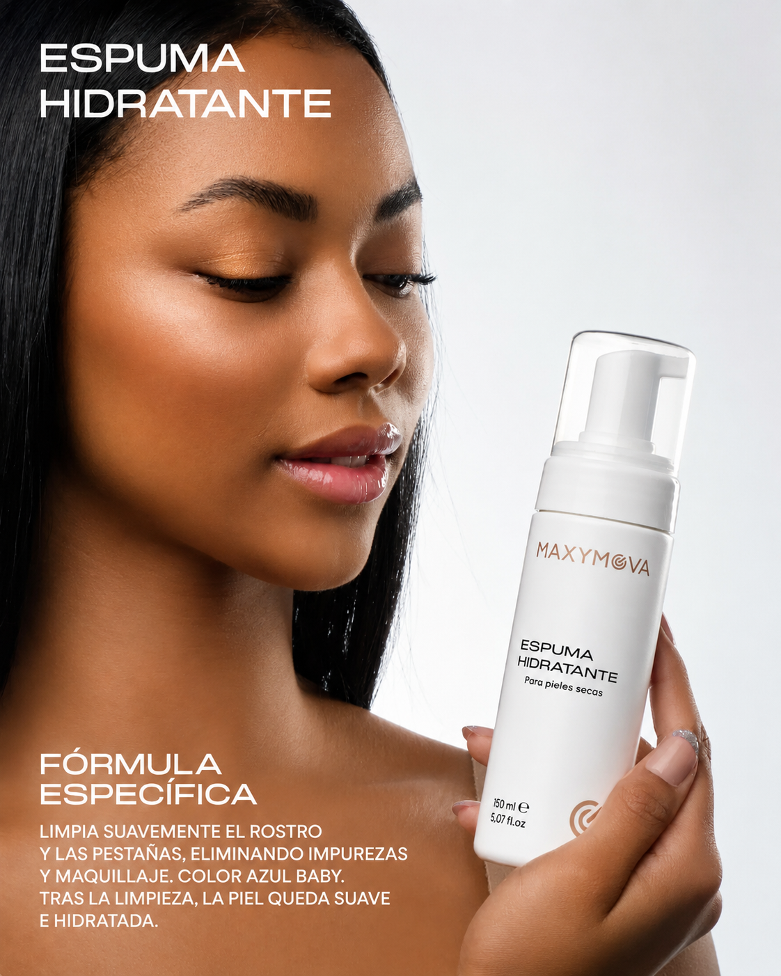 Mousse Limpiadora Hidratante Lash, Brow & Face Maxymova
