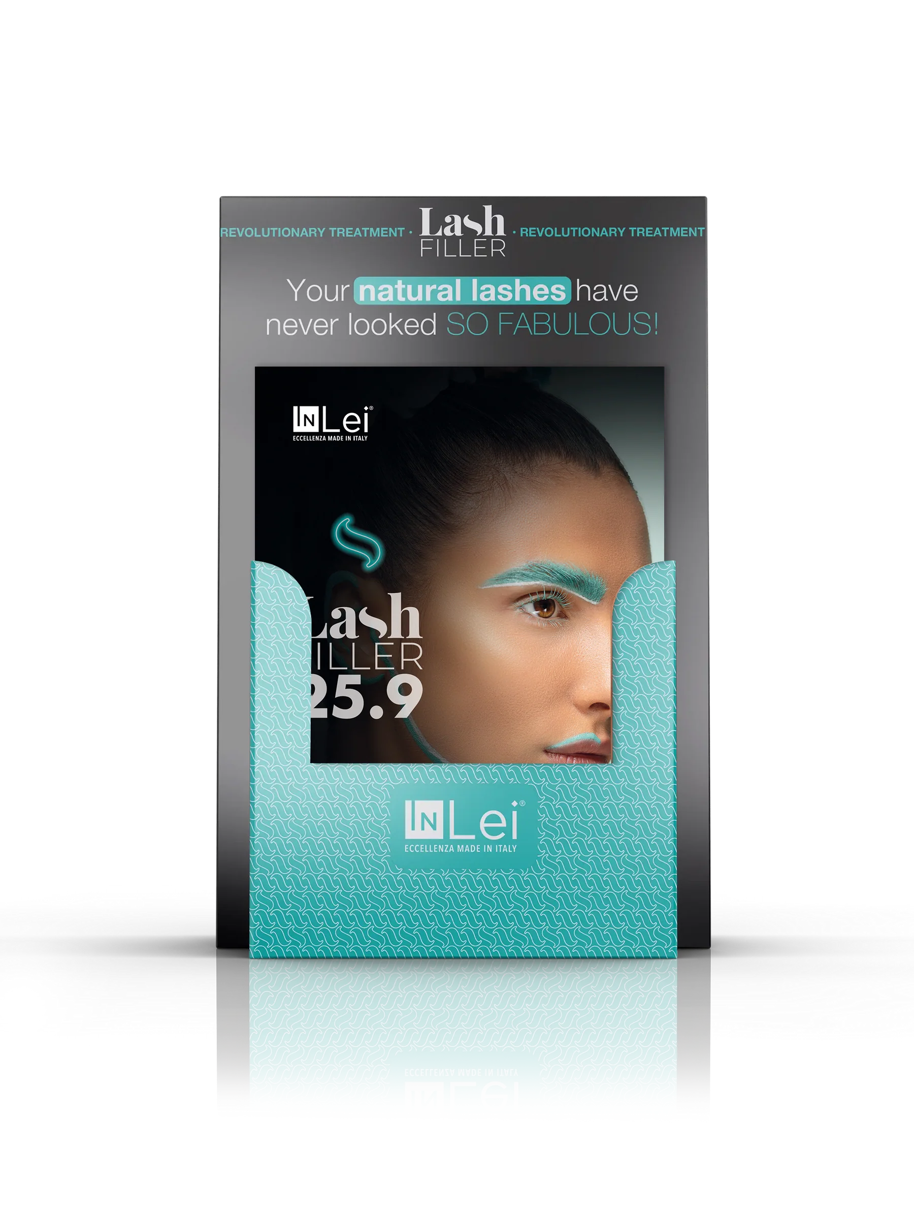 Expositor InLei® con 50 Flyers Publicitarios – Lash Filler 25.9