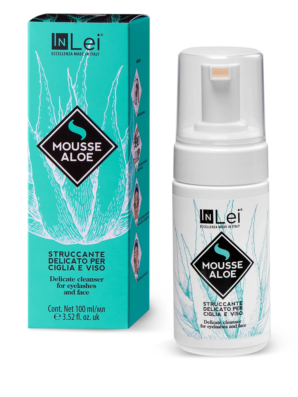 InLei® MOUSSE ALOE – Limpiador Suave para Pestañas y Rostro 100 ml