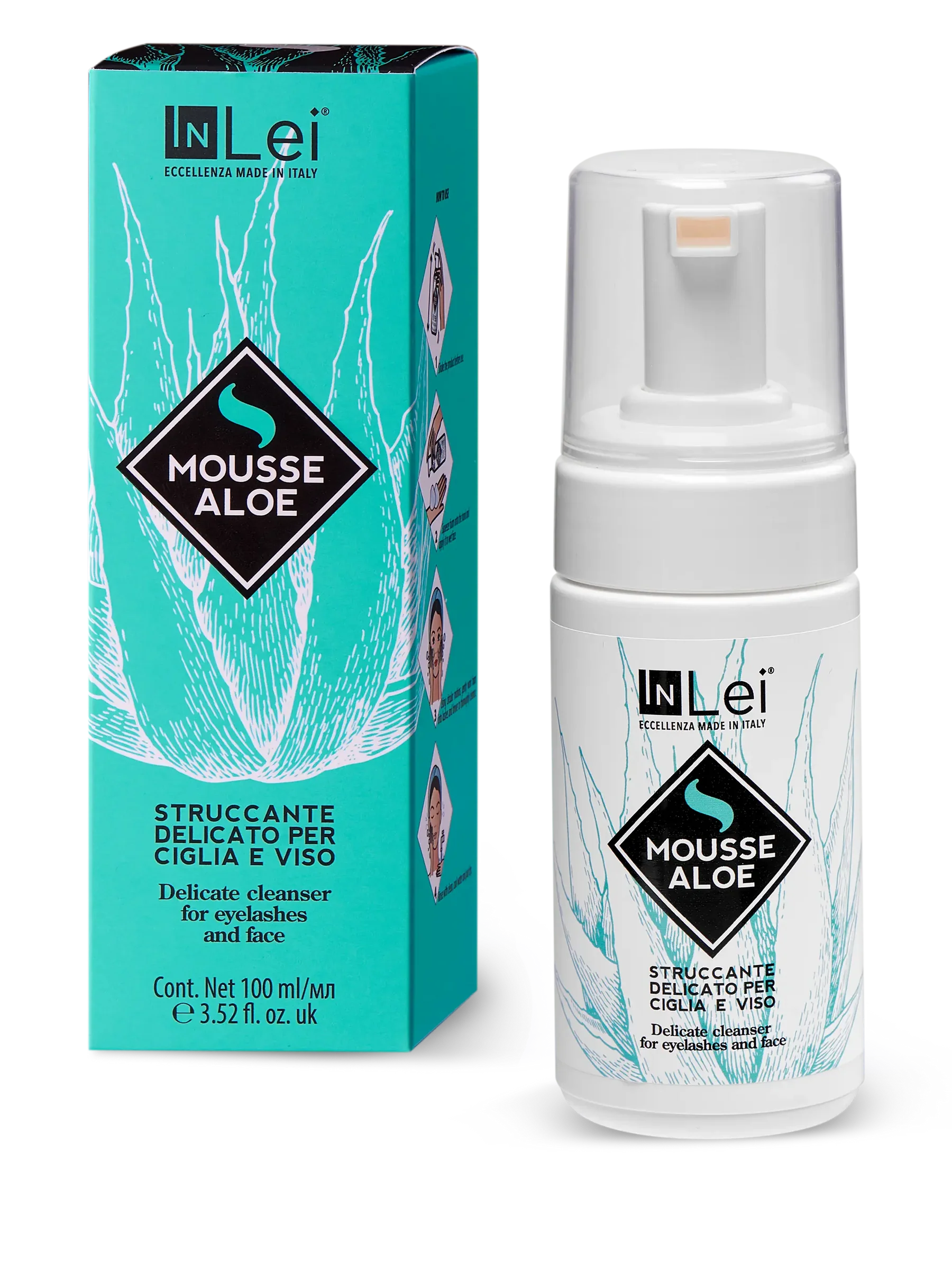 InLei® MOUSSE ALOE – Limpiador Suave para Pestañas y Rostro 100 ml