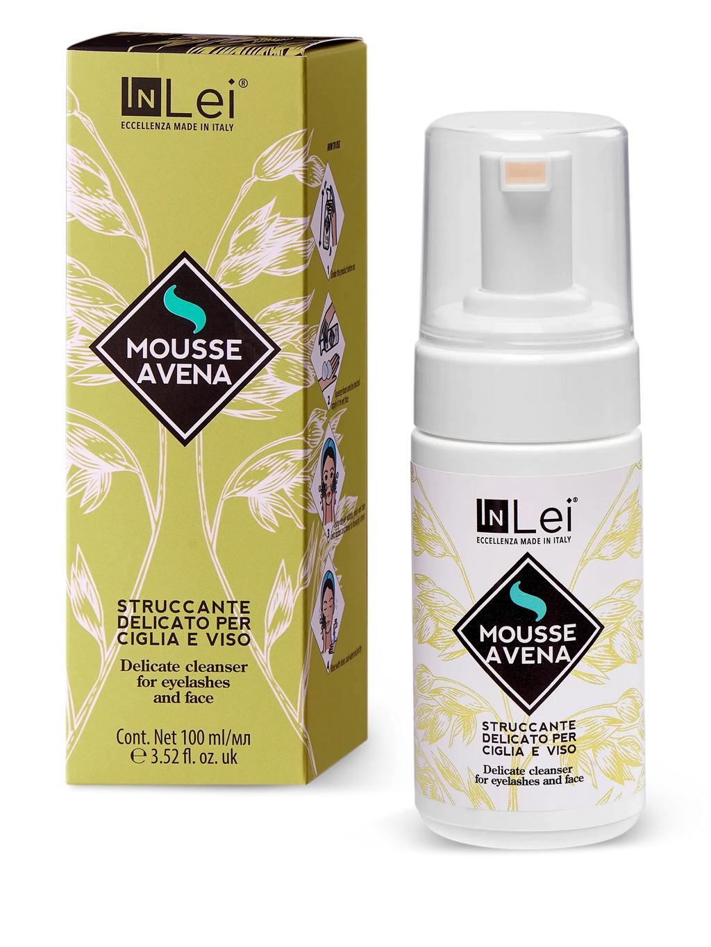 InLei® MOUSSE AVENA – Limpiador Suave para Pestañas y Rostro 100 ml