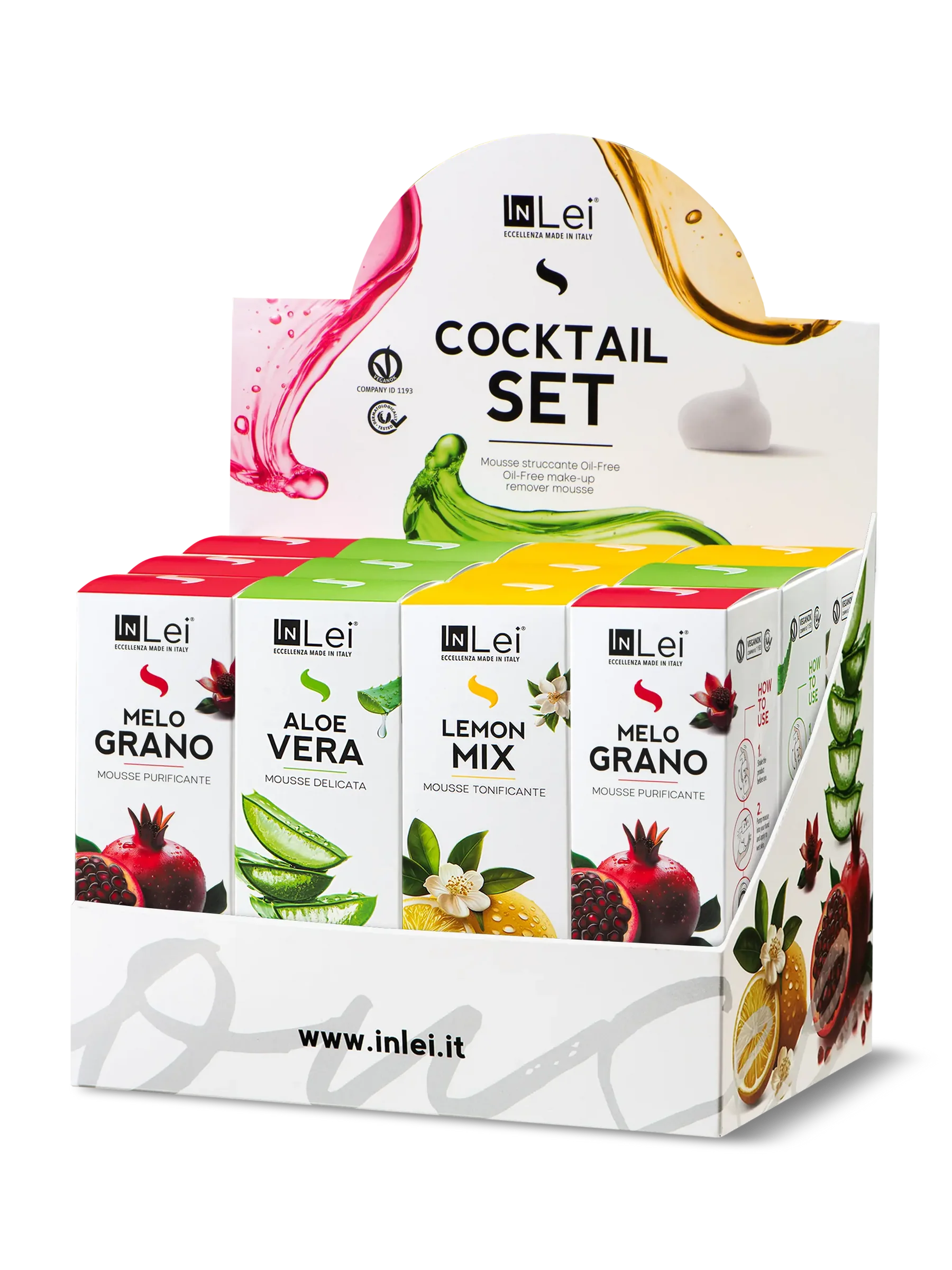 InLei® COCKTAIL SET TRAVEL SIZE – Expositor de Mousses Limpiadoras 50 ml