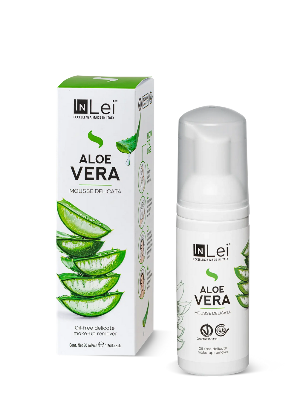 InLei® MOUSSE ALOE VERA TRAVEL SIZE – Limpiador Suave para Pestañas, Cejas y Rostro 50 ml