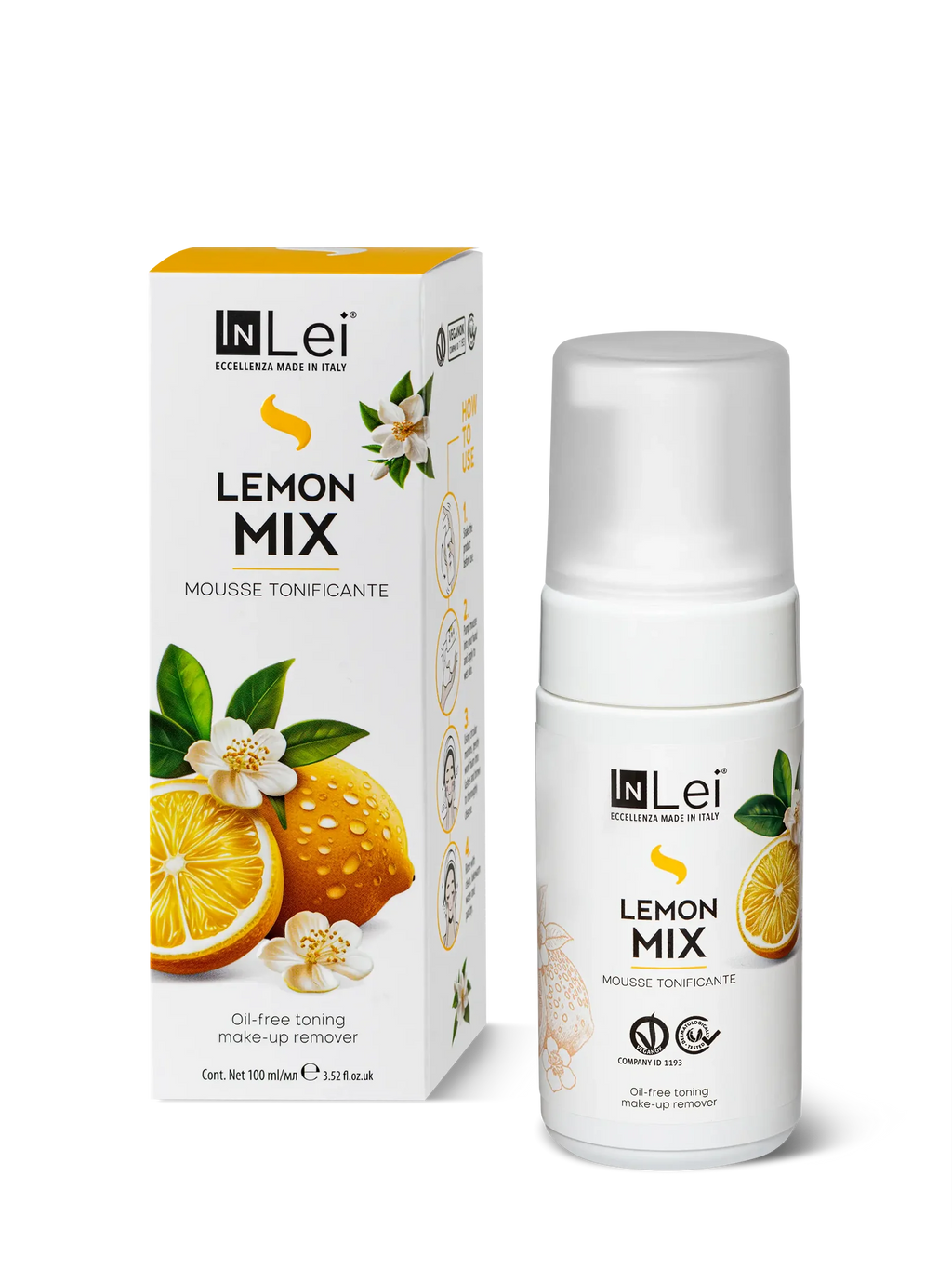 InLei® MOUSSE LEMON MIX – Limpiador Tonificante para Pestañas, Cejas y Rostro 100 ml