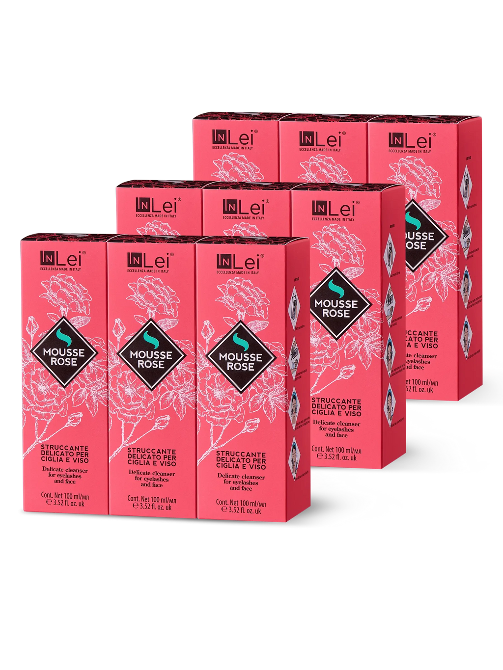 InLei® EXPOSITOR MOUSSE ROSE – Limpiador Suave para Pestañas y Rostro