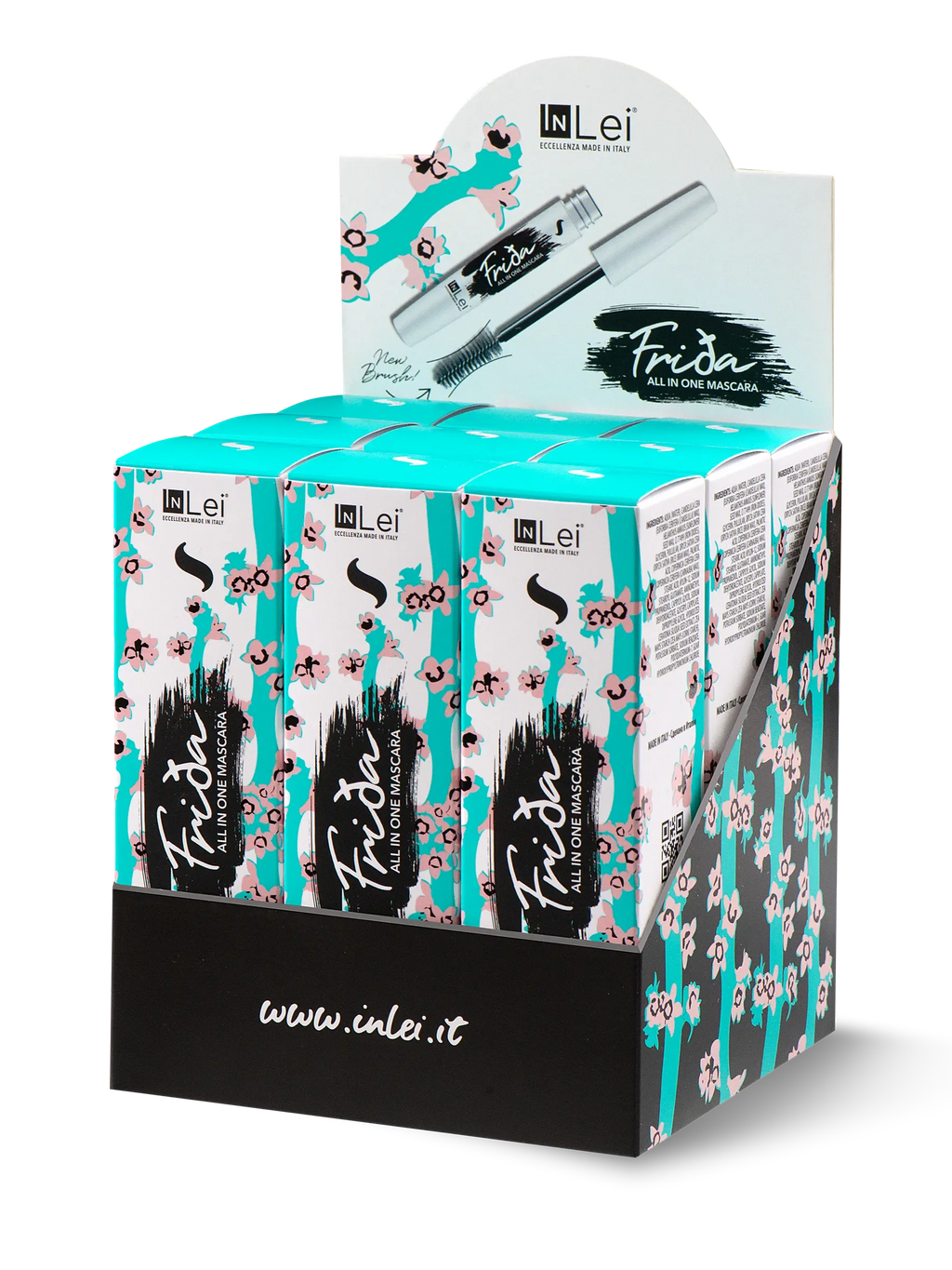 InLei® EXPOSITOR FRIDA – Máscara para Pestañas Naturales, Extensiones y Laminación 9 unidades
