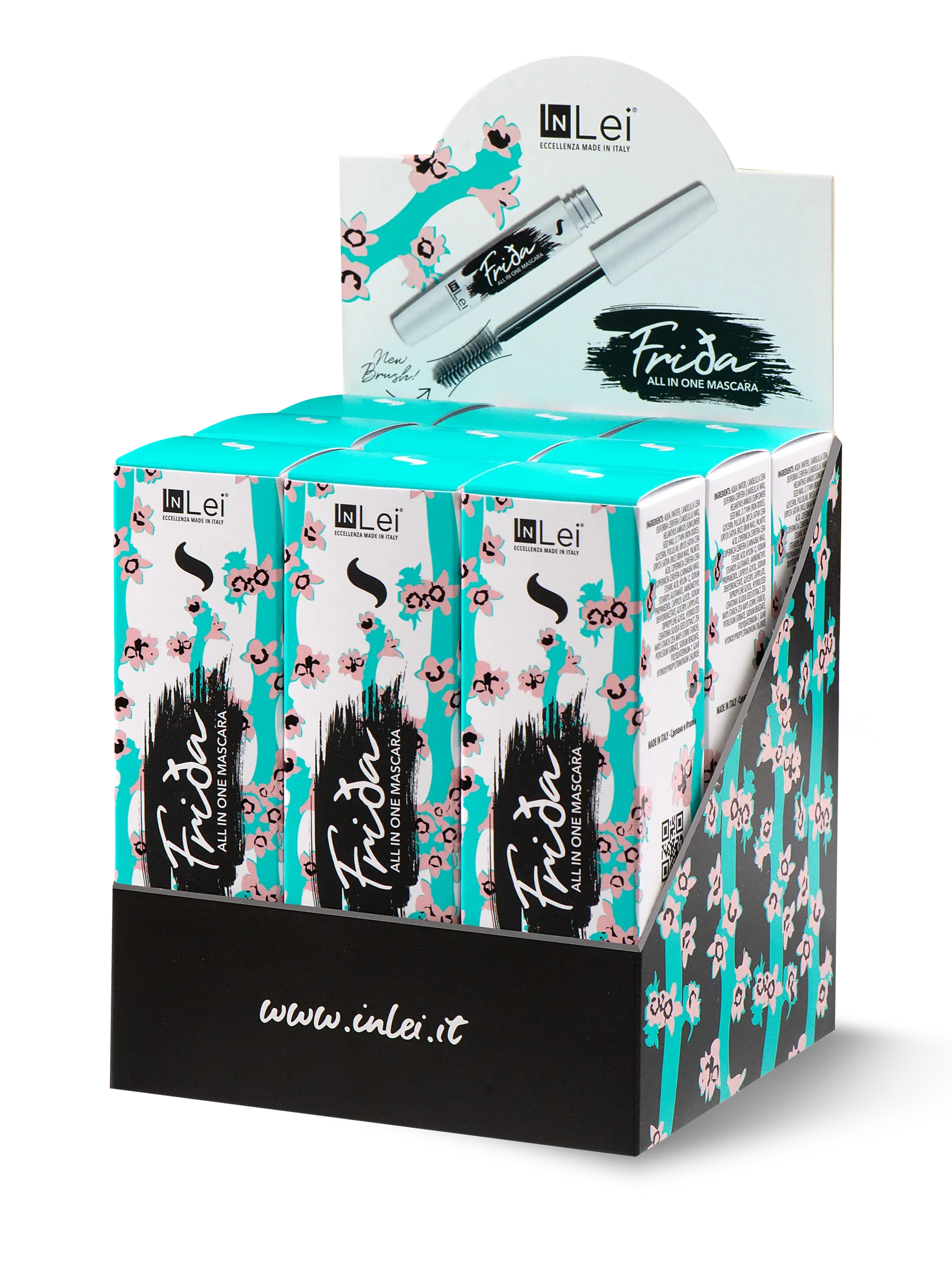 InLei® EXPOSITOR FRIDA – Máscara para Pestañas Naturales, Extensiones y Laminación 9 unidades