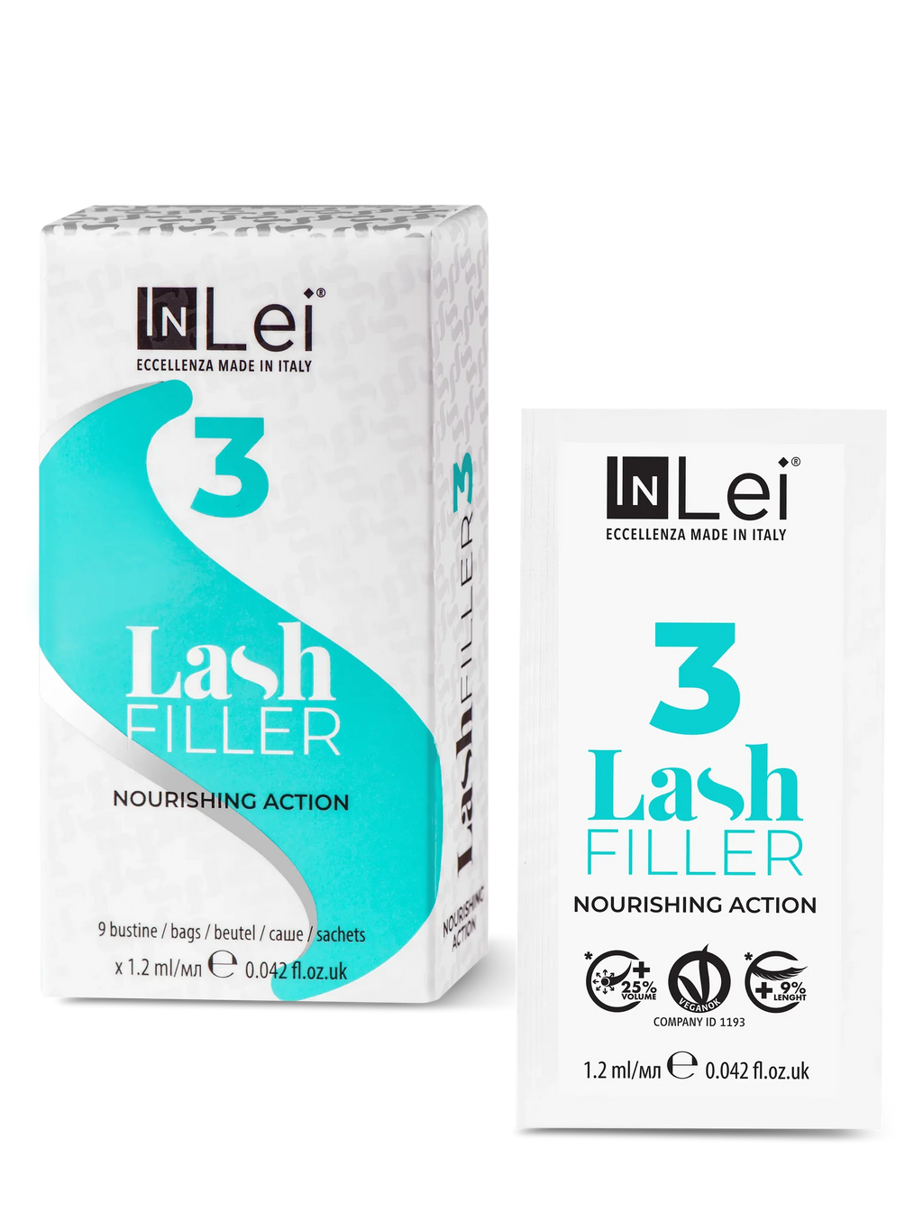 InLei® Lash Filler 3 Monodosis – Nutritivo Vegano para Pestañas 9 × 1,2 ml