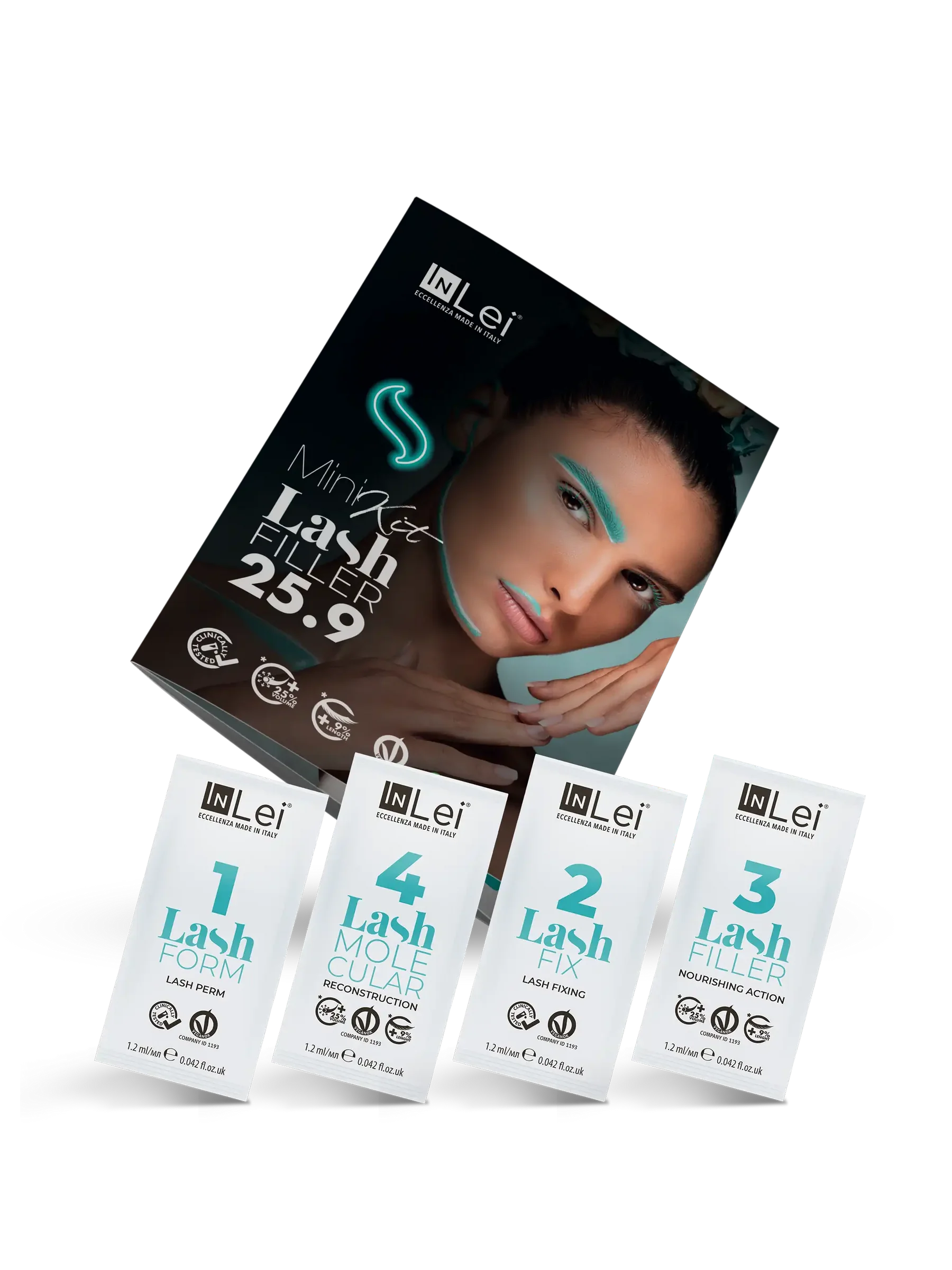 InLei® Mini Kit Lash Filler 25.9 – Laminación de Pestañas 4 × 1,2 ml