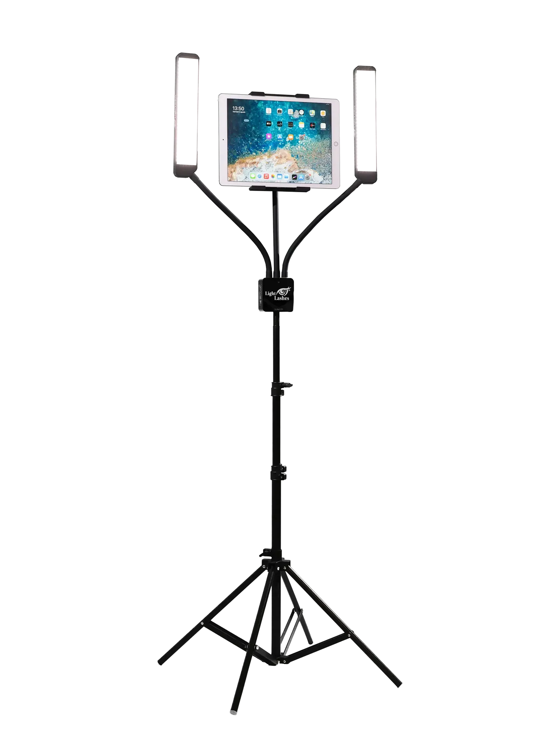 GLAMCOR® MULTIMEDIA X – Lámpara LED Profesional con Dos Brazos Flexibles y Soporte Multimedia