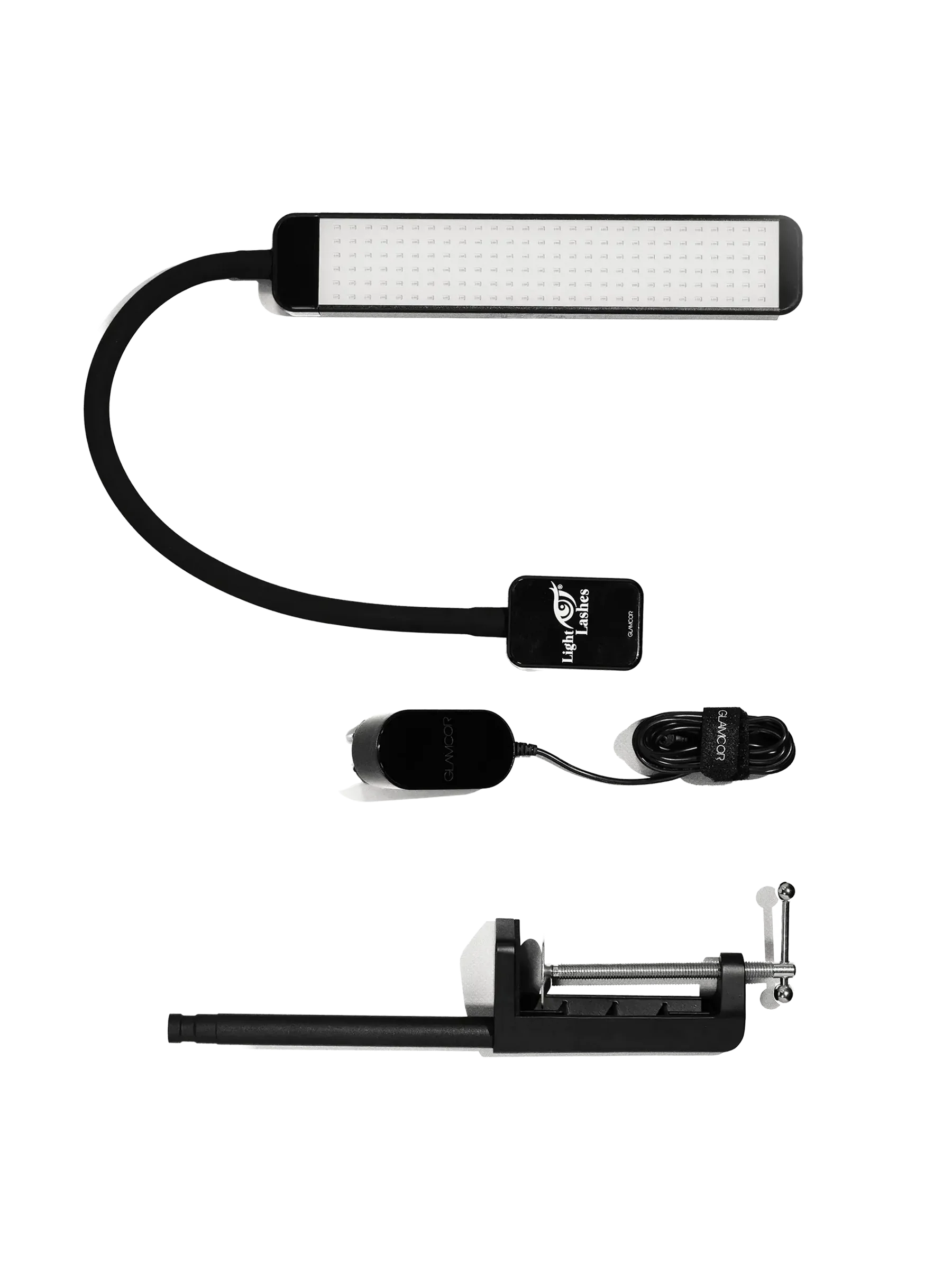 GLAMCOR® REVEAL – Lámpara LED Profesional con Brazo Flexible y Abrazadera de Mesa