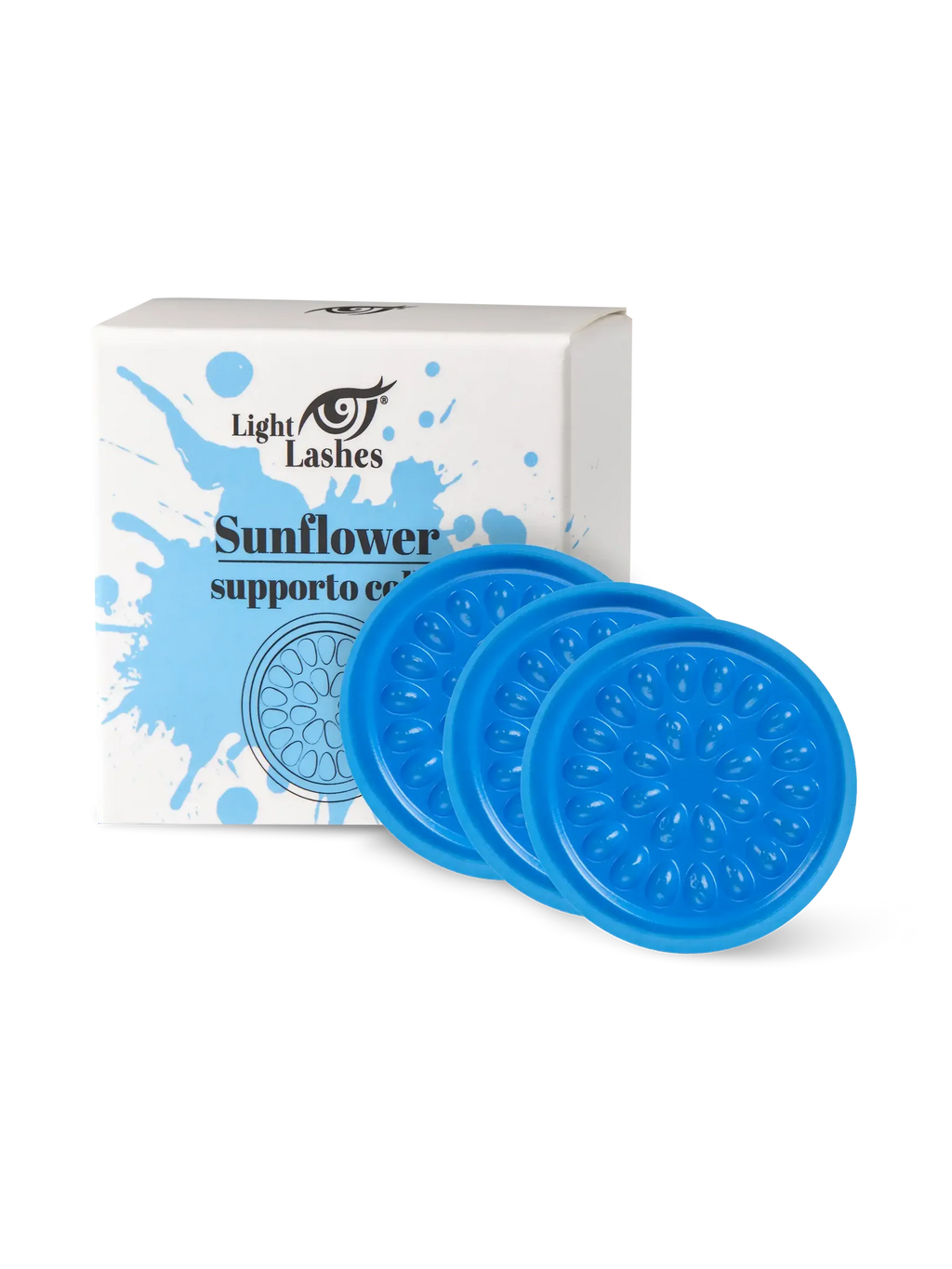 LIGHT LASHES® SUNFLOWER AZUL – Soporte Desechable para Adhesivo de Extensiones – 3 uds.