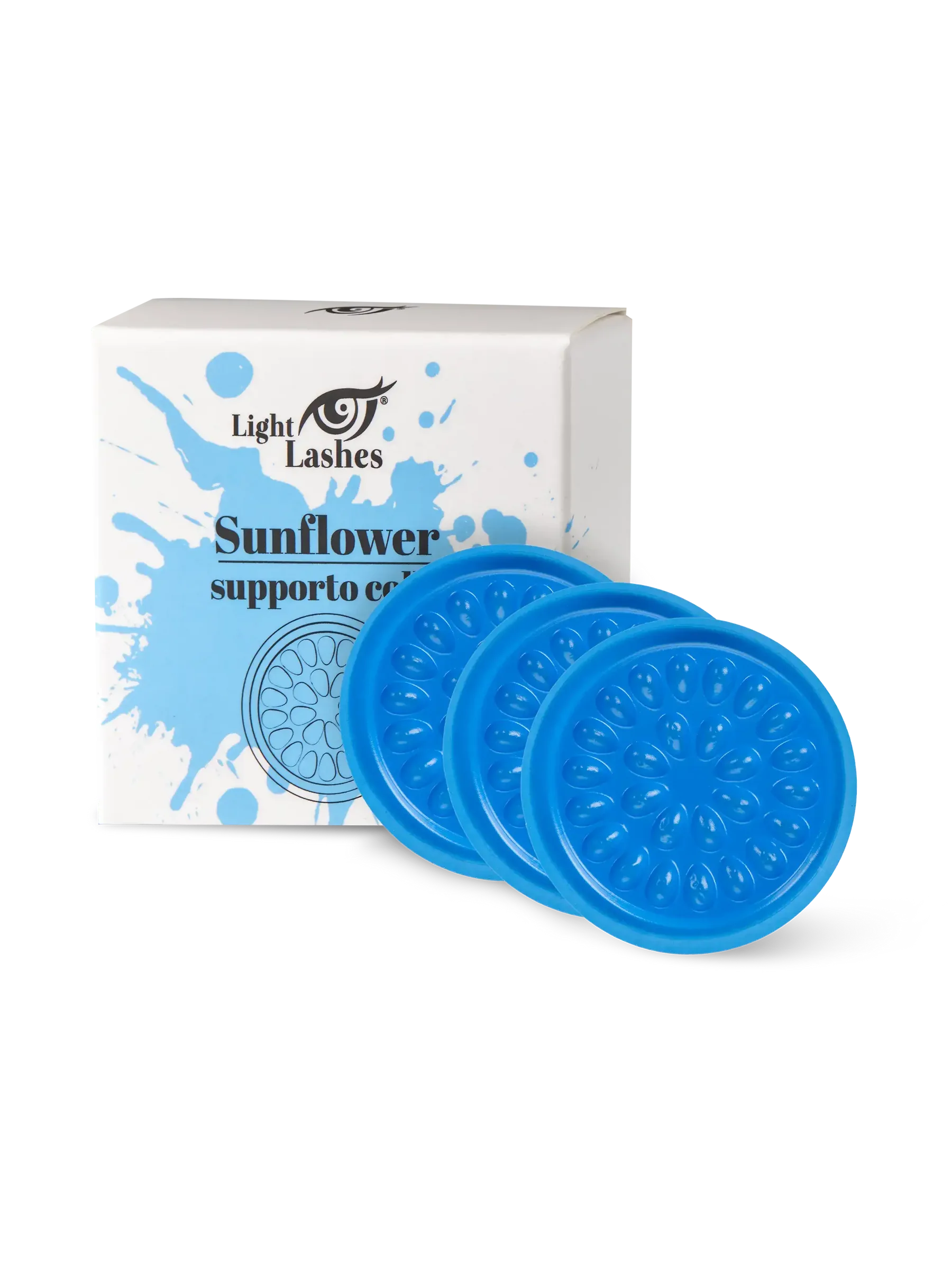 LIGHT LASHES® SUNFLOWER AZUL – Soporte Desechable para Adhesivo de Extensiones – 3 uds.