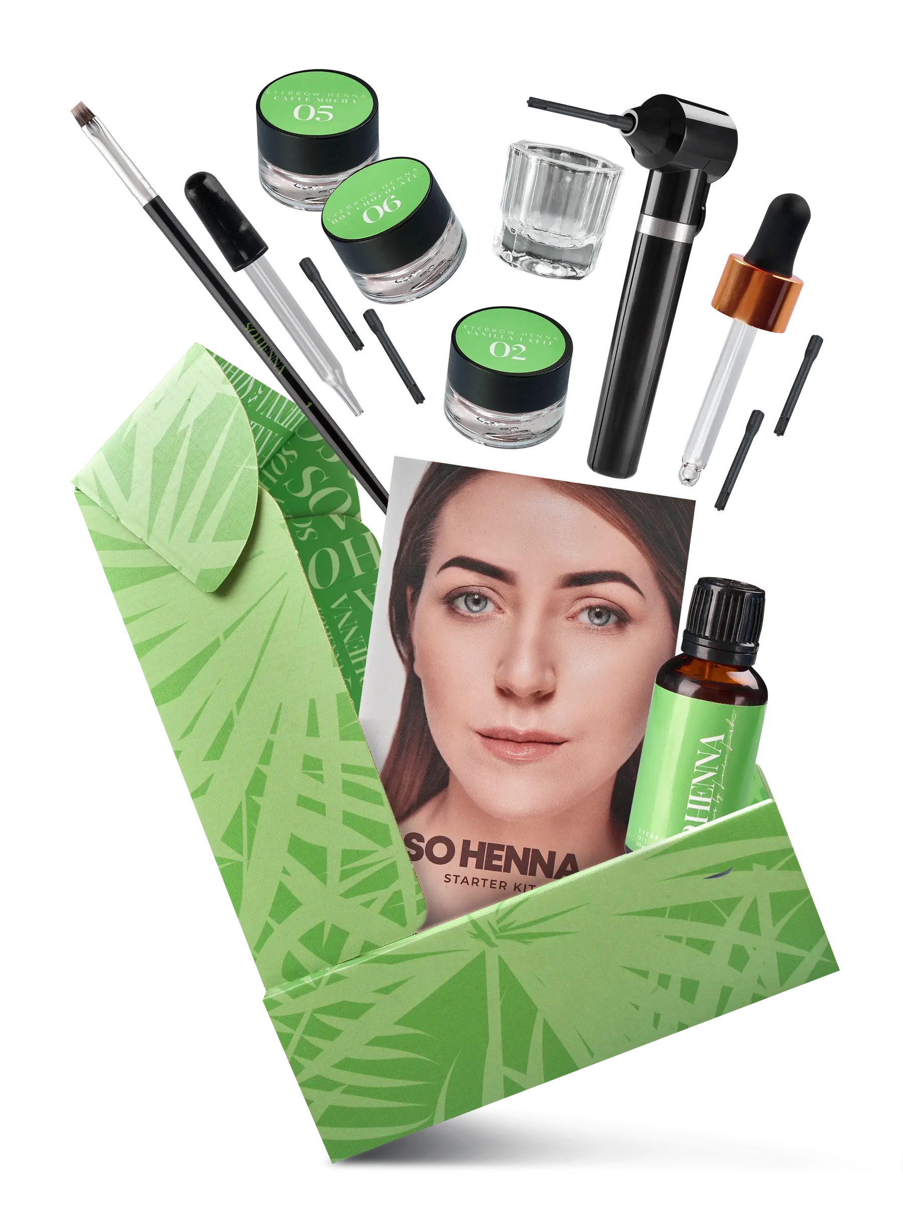 SO HENNA® BROW STARTER KIT – Kit Básico Profesional de Henna para Cejas